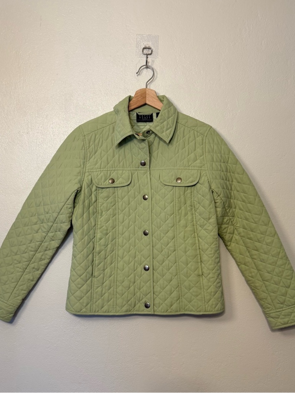 Crazy Horse by Liz Claiborne Quilted Pastel Green Button-Front Jacket Sz Medium